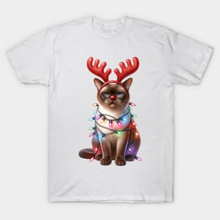 Christmas Red Nose Burmese Cat T-Shirt